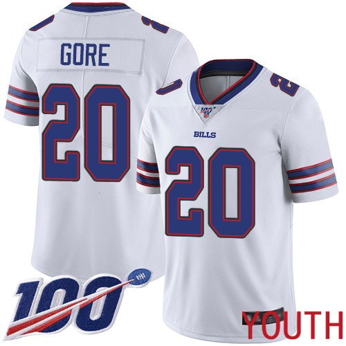 Youth Buffalo Bills 20 Frank Gore White Vapor Untouchable Limited Player 100th Season NFL Jersey